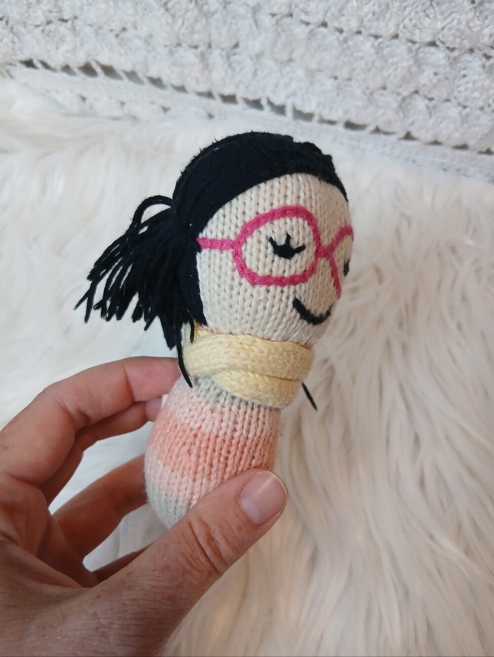 3/$10 Organic Handmade Plush Rattle Knit Doll Baby Toddler Kids